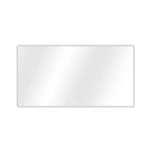 Modern 60 in. W x 31.50 in. H Large Rectangular Frameless Anti-Fog LED Wall Bathroom Vanity Mirror in Silver
