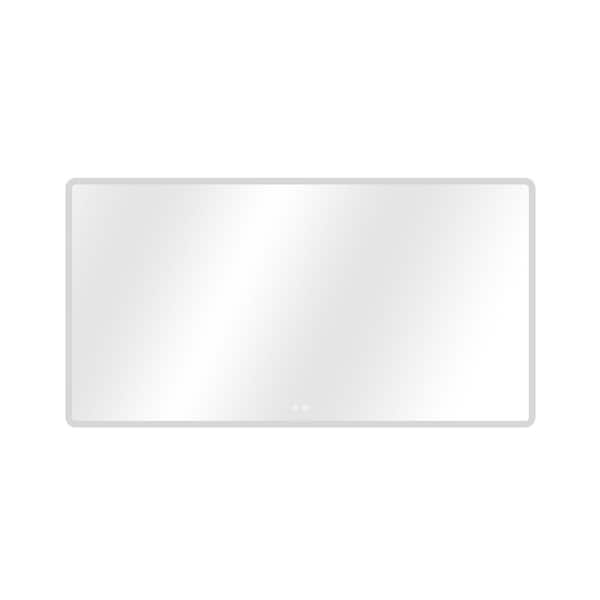 Aosspy Modern 60 in. W x 31.50 in. H Large Rectangular Frameless Anti-Fog LED Wall Bathroom Vanity Mirror in Silver
