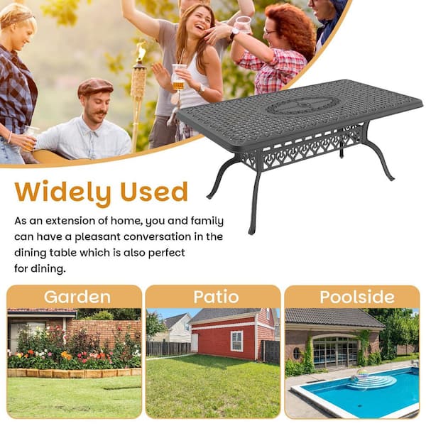66.93 in. W x 37.4 in. D Cast Aluminum Rectangle Outdoor