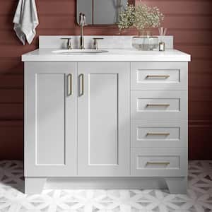 Taylor 43 in. W x 22 in. D x 36 in. H Freestanding Bath Vanity in Grey with Pure White Quartz Top