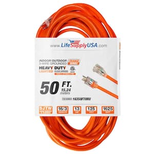 50 ft. 16-Gauge/26 Conductors SJTW Indoor/Outdoor Extension Cord with Lighted End Orange (1-Pack)