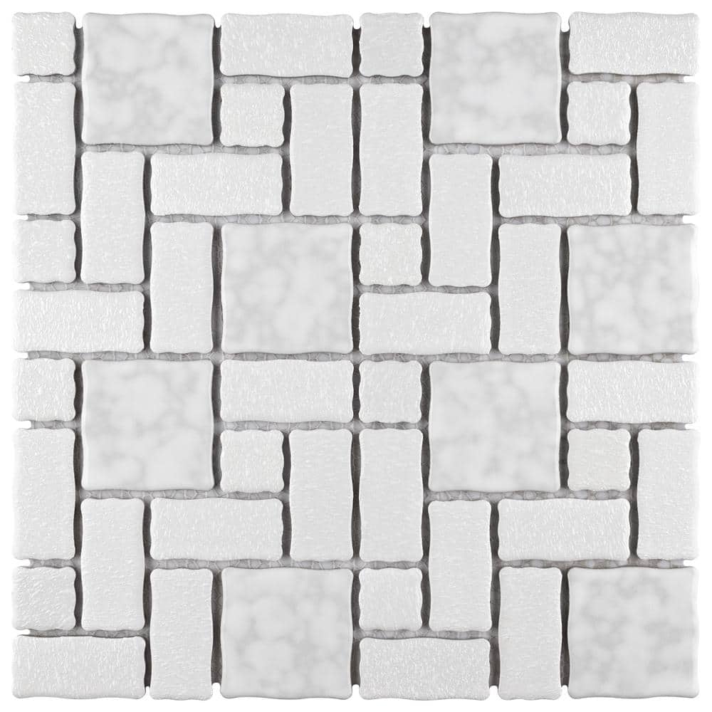 Merola Tile Academy White 6 in. x 6 in. Porcelain Mosaic Take Home Tile Sample -  S1FKOKBR01