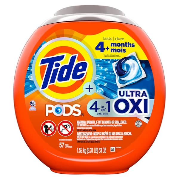 Tide 4 in 1 Ultra Oxi Laundry Detergent Pods (57-Count) 003077209164 ...