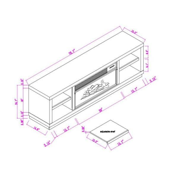 77-inch White Wooden TV Stand with Electric Fireplace