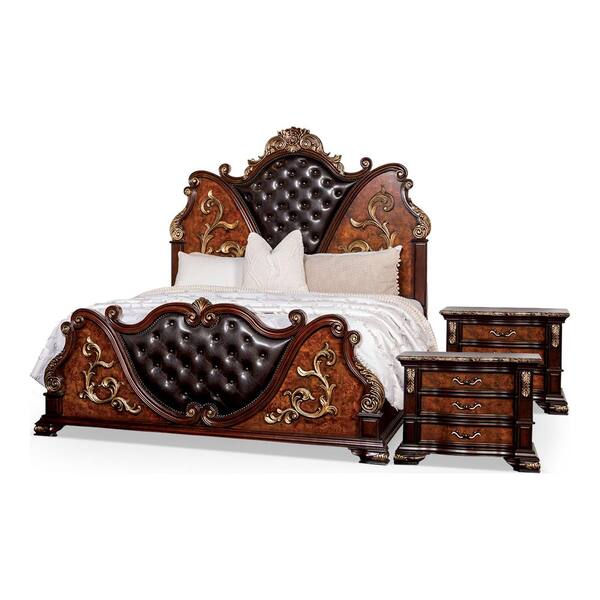 Furniture of America Gurando 3-Piece Dark Cherry and Oak