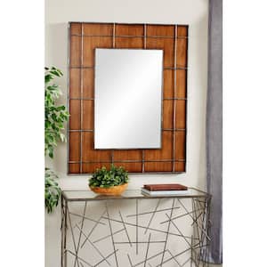 Large Rectangle Brown Contemporary Mirror (44 in. H x 1 in. W)