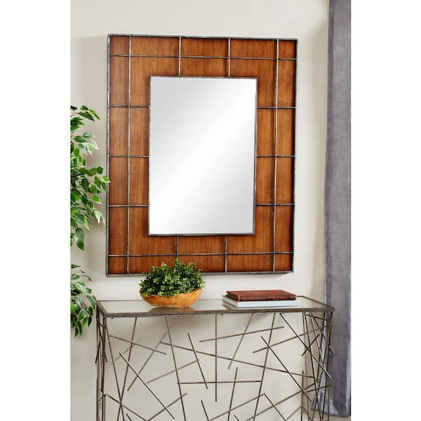 Large Rectangle Brown Contemporary Mirror (44 in. H x 1 in. W)