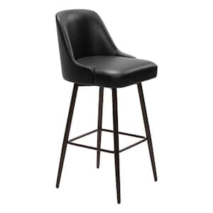 Keppel 30.3 in. Solid Back Plywood Frame Swivel Barstool with Faux Leather Seat