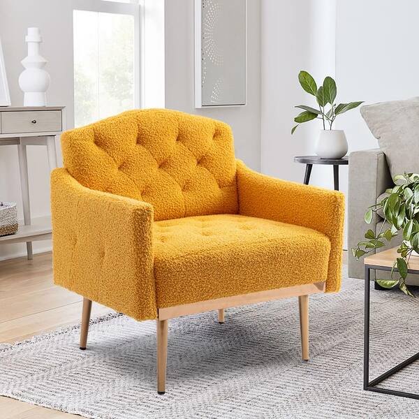 high back mustard chair