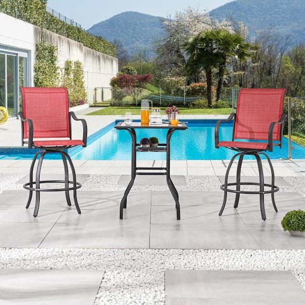 Patio Festival 3-Piece Metal Bar Height Outdoor Dining Set