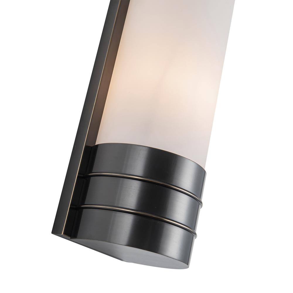 Urban Bronze Dimmable Geometric Vanity Light with Matte Opal Glass