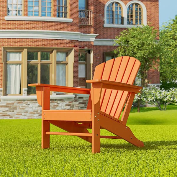 Mason Orange Poly Plastic Outdoor Patio Classic Adirondack Chair, Fire Pit Chair