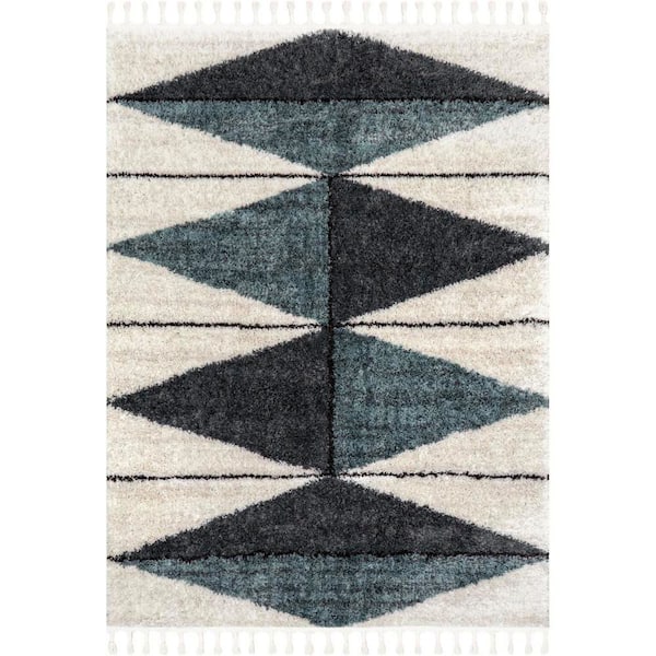 nuLOOM Kali Navy 5 ft. x 7 ft. Geometric Shag Area Rug