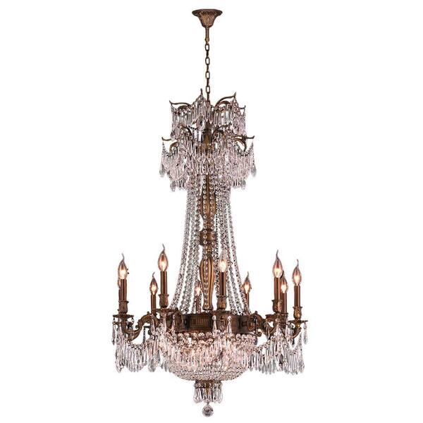 Worldwide Lighting Winchester 18-Light Antique Bronze and Clear Crystal Chandelier