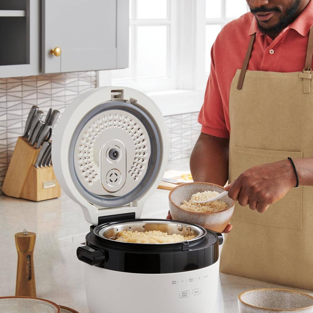 20-Cup White Electric Multi-Grain Rice Cooker with Steamer
