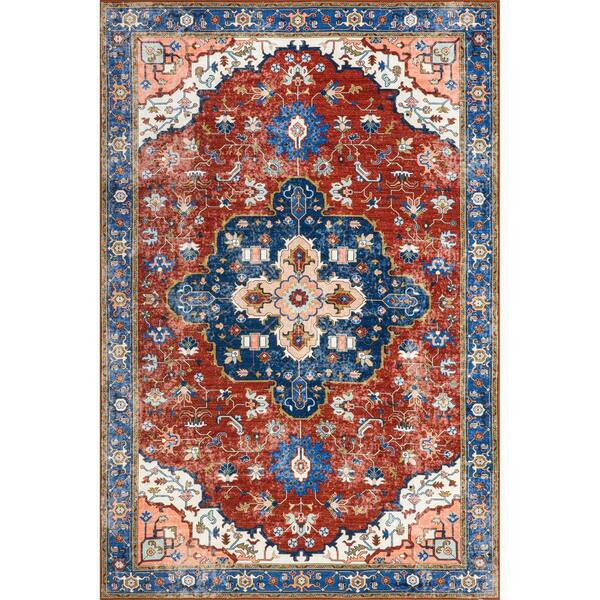 RUGS USA Lauren Liess Amaryllis Medallion Machine Washable Rust 9 ft. x ...