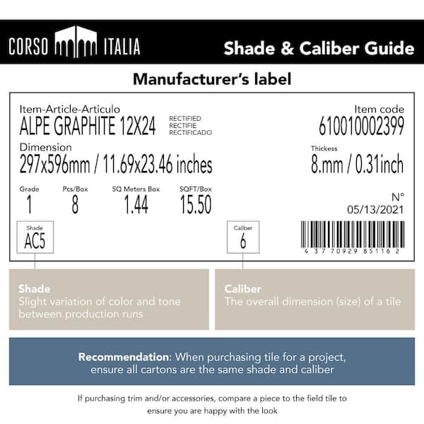 Corso Italia - Alpe Graphite Matte 12 in. x 24 in. Quartzite Stone Look Porcelain Floor and Wall Tile (15.50 sq. ft./Case)