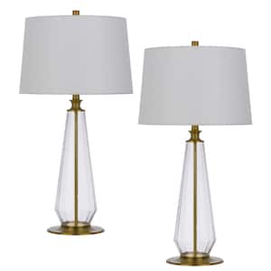 Southington 31 in. H Clear Glass Lamp Set with Coordinating Shades and Antique Bronze Accents (Set of 2)