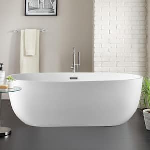 32 in. x 67 in. Acrylic Flatbottom Center Bathtub in White