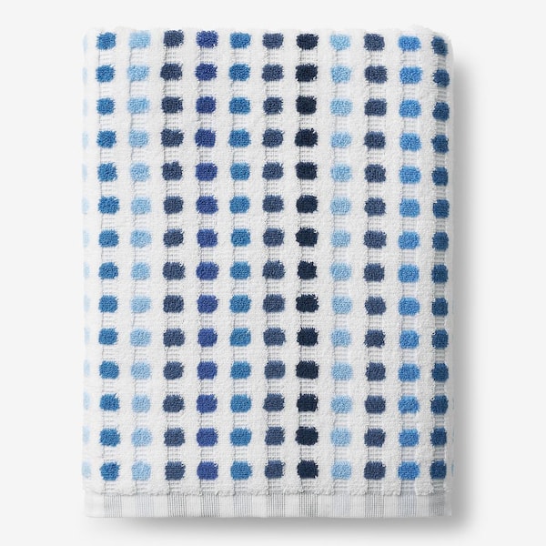 Spectrum Blue Geometric Cotton Single Bath Sheet