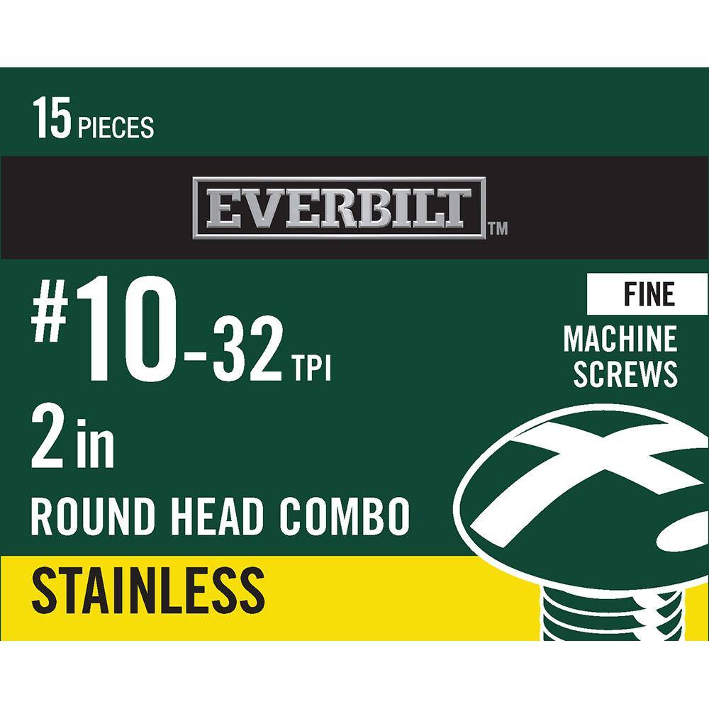 Everbilt #10-32 x 2 in. Combo Round Head Stainless Steel Machine Screw ...
