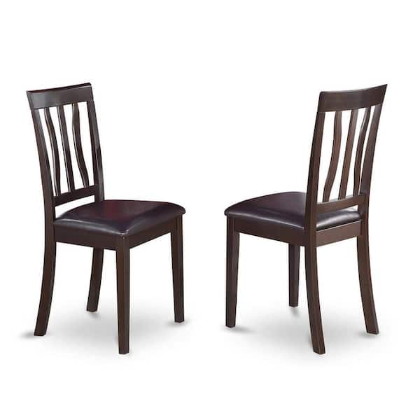 Set Of Two Black Upholstered Faux Leather Slat Back Side Chairs Set Of Two Black Upholstered Faux Leather Slat Back Side Chairs