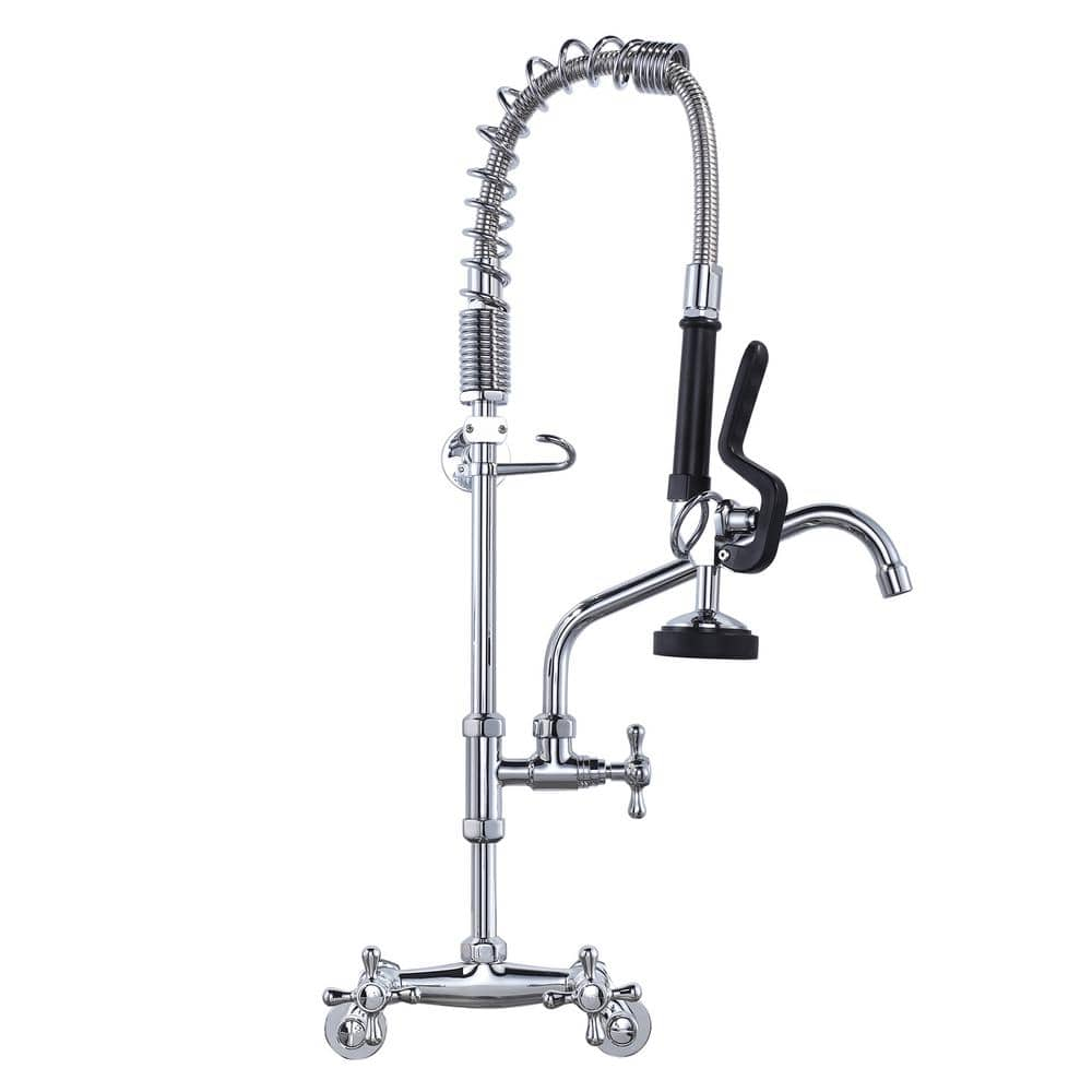 ARCORA 26 in. Triple Handles Pull Down Sprayer Kitchen Faucet with Pre ...