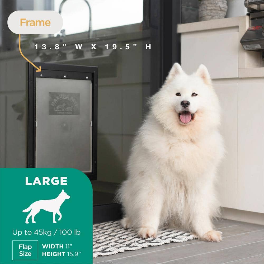Large Black Aluminum Pet Door with Magnetic Lock