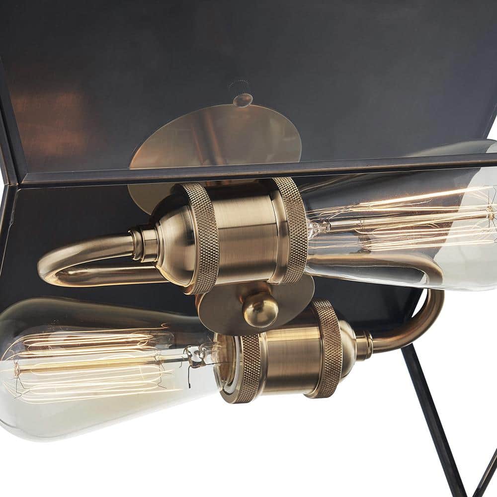 10.25" Dark Bronze and Brass Glass Flush Mount Light