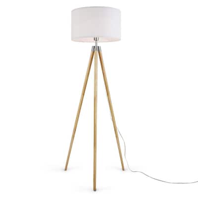 Celeste 61.5 in. White/Natural Tripod Floor Lamp