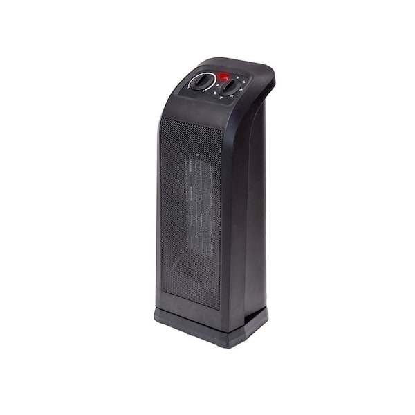 1500W 18 in. Black Indoor Electric Fan-Forced Tower Ceramic Space Heater with Oscillation and Fan-Only Mode