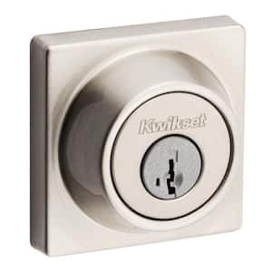 660 Contemporary Square Satin Nickel Single Cylinder Deadbolt featuring SmartKey Security and Microban Technology