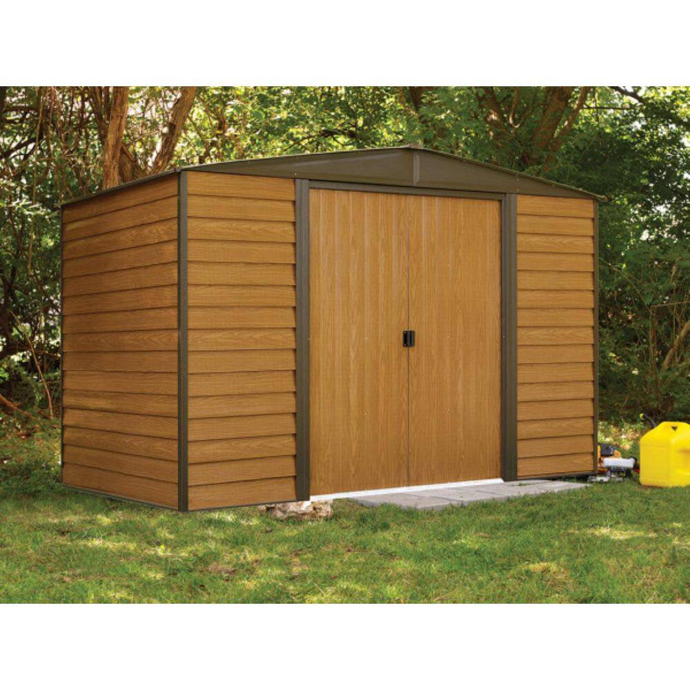 10 x 6 ft. Woodgrain and Coffee Steel Storage Shed
