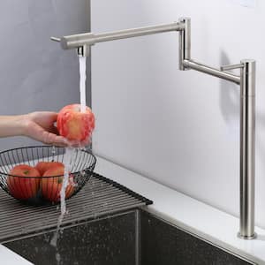 Freage Deck Mount Pot Filler Faucet with 2 Handle in Brushed Nickel