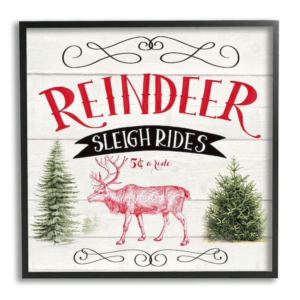 Stupell Industries Sleigh Rides Phrase by Corinne Haig 1 Piece Framed Graphic Print Typography Poster Art Print 17 in. x 17 in.