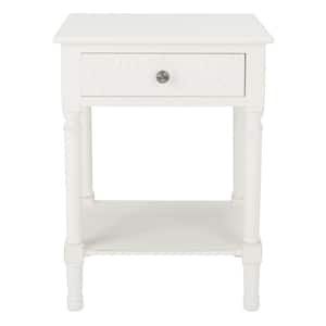 Josie 19 in. Distressed White Rectangle Wood Storage End Table
