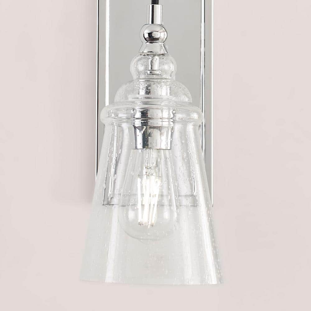 Chrome Dimmable Clear Seeded Glass Wall Sconce