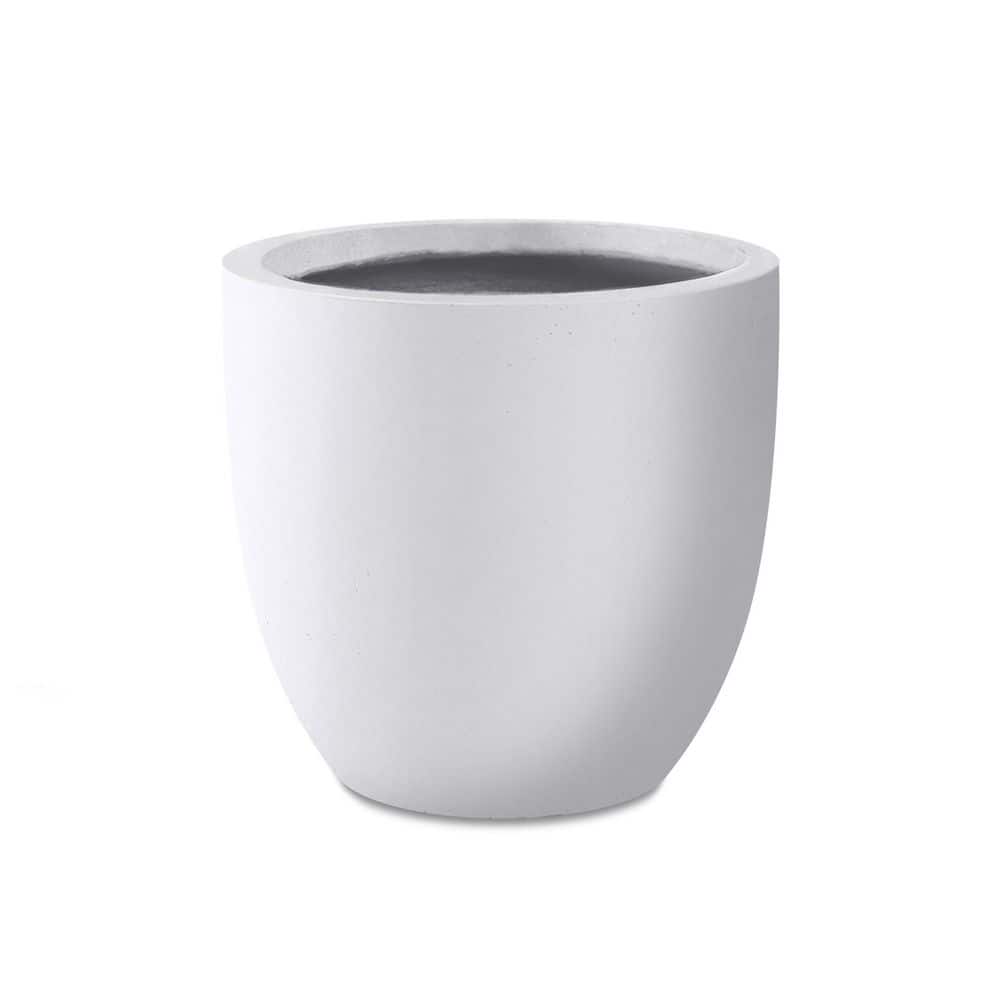"13.4"" Dia Pure White Round Concrete Planter with Drainage Plug for Outdoor Indoor Garden" price history on PriceWatchPro