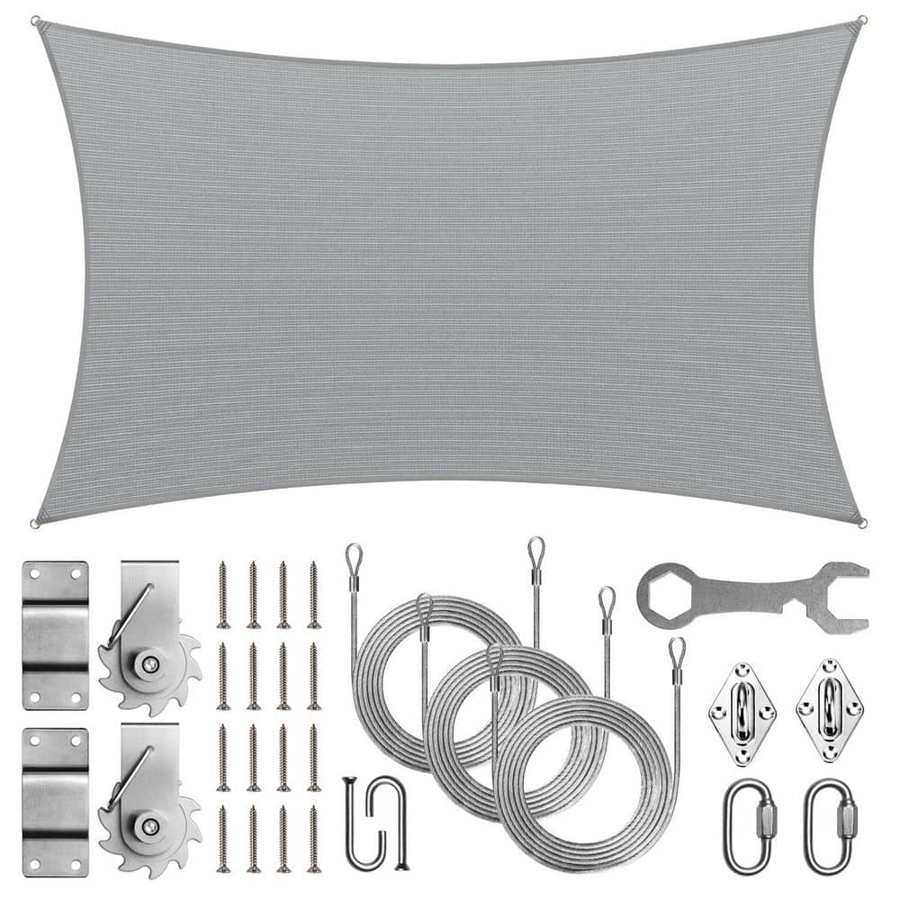 16 ft. x 20 ft. Rectangle Sun Shade Sail with Hardware TAWAL-Gray price history on PriceWatchPro