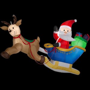 6 ft. W x 2 ft. D x 4 ft. H Inflatable Flying Santa and Reindeer