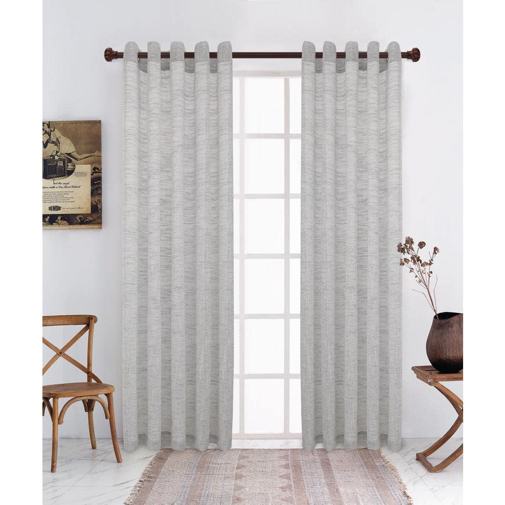 Lyndale Decor Jenner Grey Sheer Curtain 52 In. W X 95 In. L Jenner-95-g 