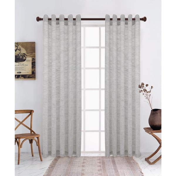 Lyndale Decor Jenner Grey Sheer Curtain 52 in. W x 95 in. L Jenner-95-G ...