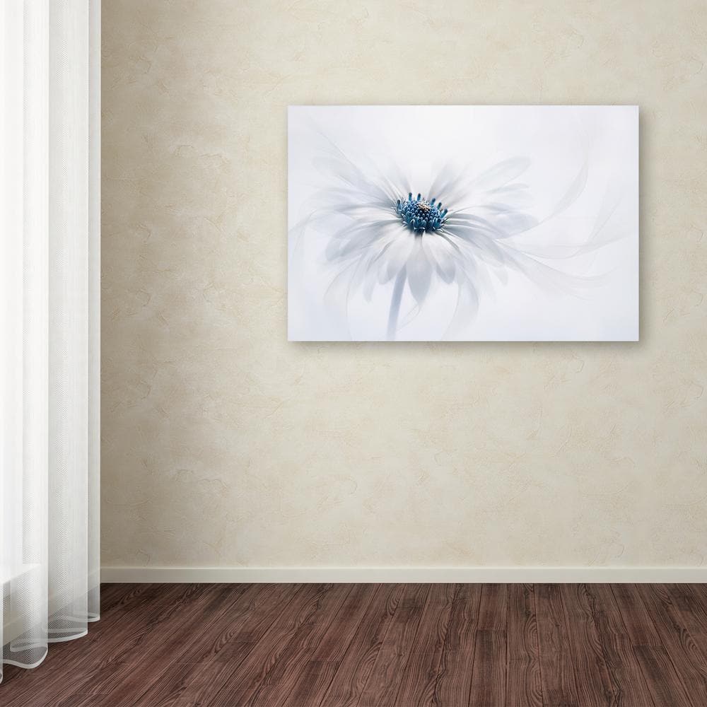 Serenity White and Blue Floral Canvas Print for Nursery