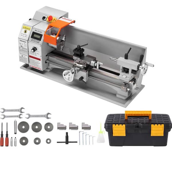 7 x 16 in. Compact Metal Lathe, 800W, Precision Lathe, Variable Speed 150-2500 RPM, Includes 3.9 in. Chuck & Tool Box