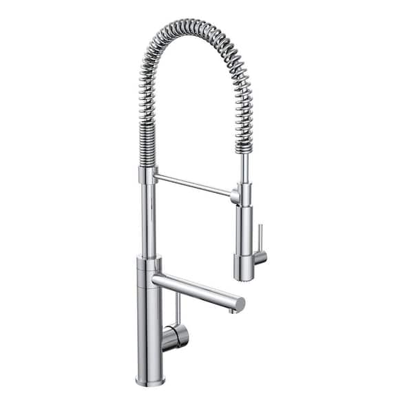 PRIVATE BRAND UNBRANDED Single-Handle Spring Sprayer Standard Kitchen Faucet and Pot Filler in Chrome