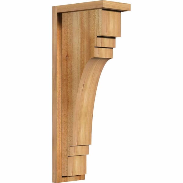 Ekena Millwork 6 in. x 10 in. x 26 in. Western Red Cedar Pescadero Rough Sawn Corbel with Backplate