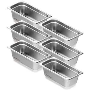 Hotel Pans, 4.1 qt. 1/3 Size Anti-Jam Steam Pan, 0.8 mm Thick Stainless Steel Restaurant, 4 in. D (6-Pack)