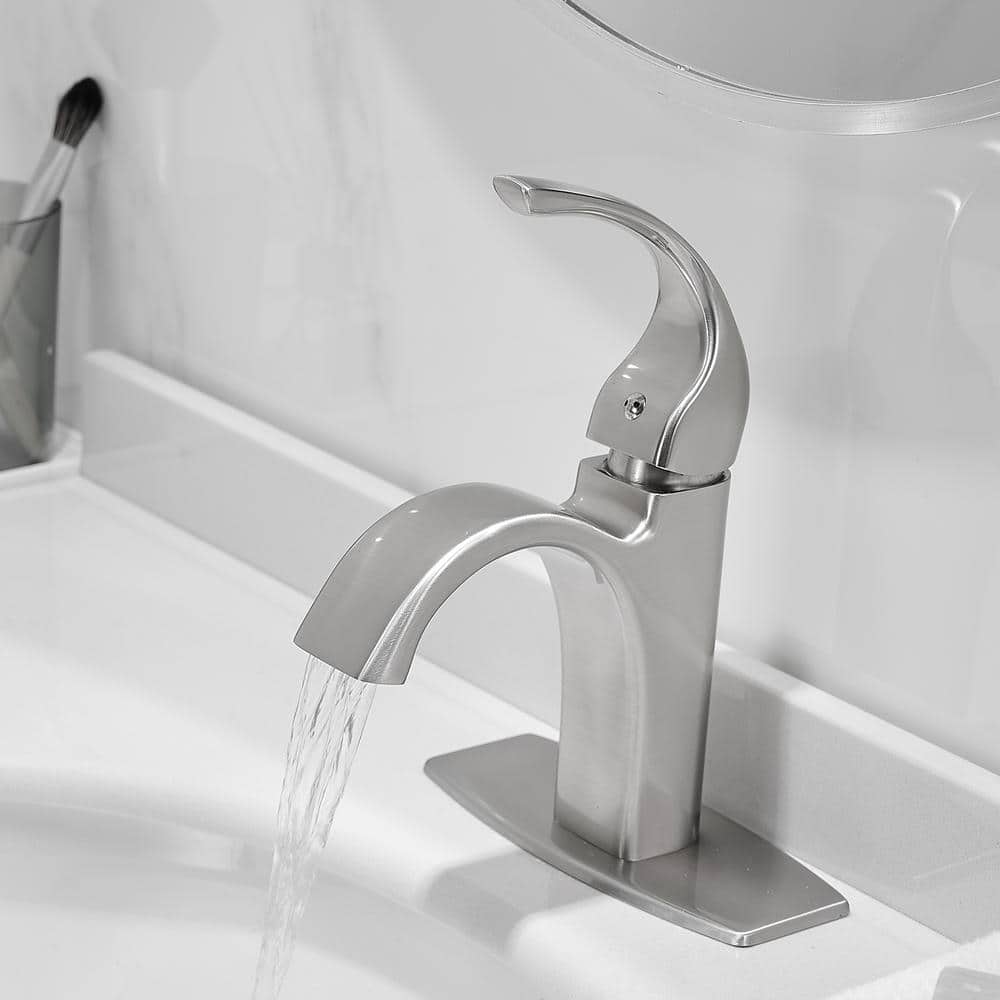 Brushed Nickel Single Handle High Arc Bathroom Faucet