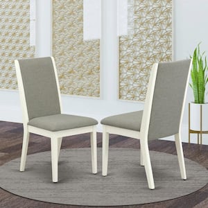 Linen White, Parson Chairs - Shitake Linen Fabric Padded Dining Chairs, Set Of 2