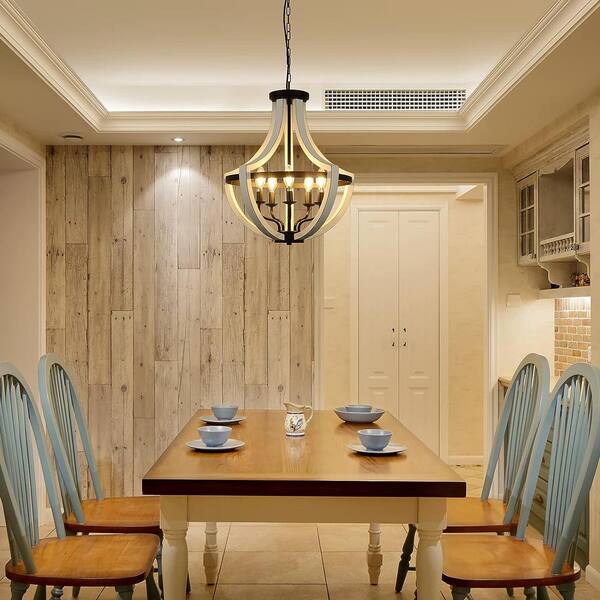 Sunpez 19 in. W 5-Lights White Chandelier Farmhouse Kitchen